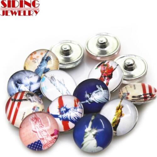 2018 New 50pcs/lot Mix Statue Of Liberty Snap Buttons For 18mm Ginger Snap Bracelet&Bangles DIY Snap Button Jewelry Charms