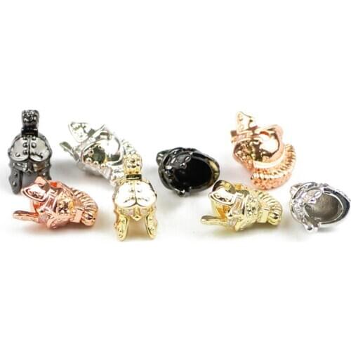 4pcs/lot Roman Knight Spartan Warrior Gladiator Helmet Metal Spacer Loose Charm Bead For Jewelry Making Diy Bracelet Findings