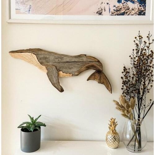 55% Dropshipping!!Animal Ornament Practical Realistic Wood Marine Element Whale Wall Decoration for Home