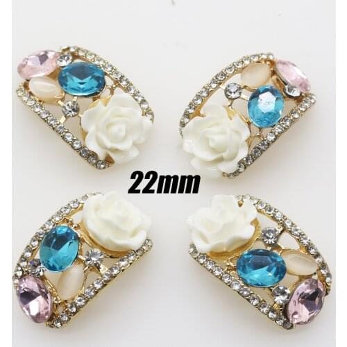 Arch-Shaped 10pcs DIY Handmade accessories Metal Rhinestone Buttons 22mm Crystal Pearl Flatback Alloy button Craft Supplies