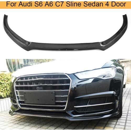 Carbon Fiber Car Front Bumper Lip Spoiler For Audi S6 A6 C7 Sline Sedan 4 Door 2016-2018 Front Lip Spoiler