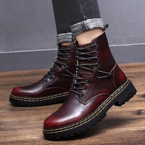 New Arrival Autumn and Winter Cow Leather Ankle Boots Couple Comfort Martin Boots Men Platform Fashion Boots Men botas hombre