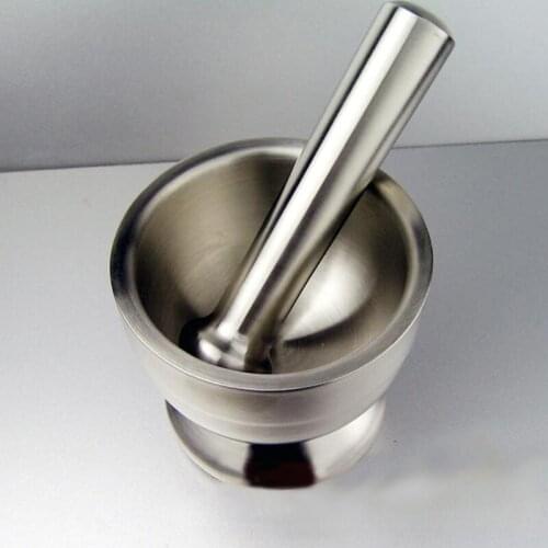Garlic Spice Grinder Pharmacy Herbs Bowl Mill Grinder Crusher Kitchen Tool Stainless Steel Mortar Pestle Set Pugging Pot