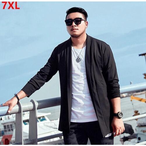 Large size long cardigan mens large size windbreaker jacket man plus size cardigan jacket open stitch