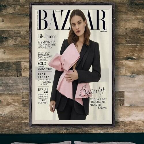 E174 Lily James Sexy Model Movie Star Wall Silk Cloth Poster Art Home Decoration Gift