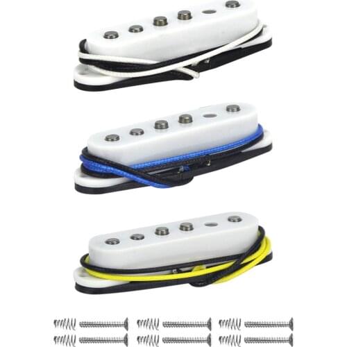 FLEOR Vintage Staggered Alnico 5 Pickup Guitar Single Coil Pickup White Guitar Parts Accessories