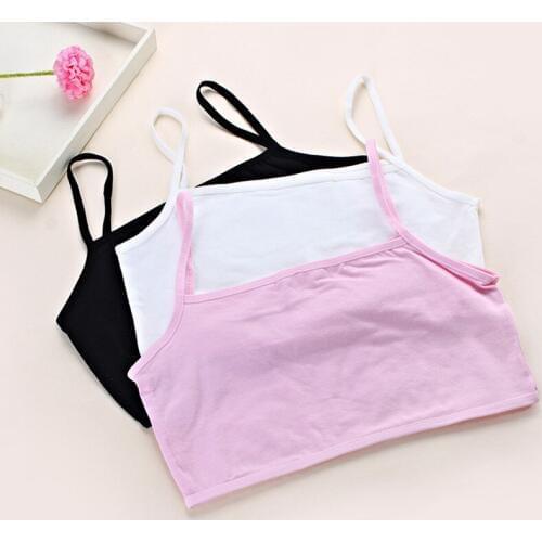 3pcs Hot Selling Cotton Girls Student Bra Kids Growing Young Girls Training Bra Wire Free Children Soft Sports Bra Underwear