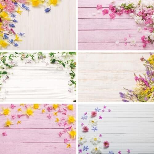 Lyavshi Vivid Color Wood Floor Flower Newborn Portrait Photo Background Customized Photographic Backdrops for Photo Studio