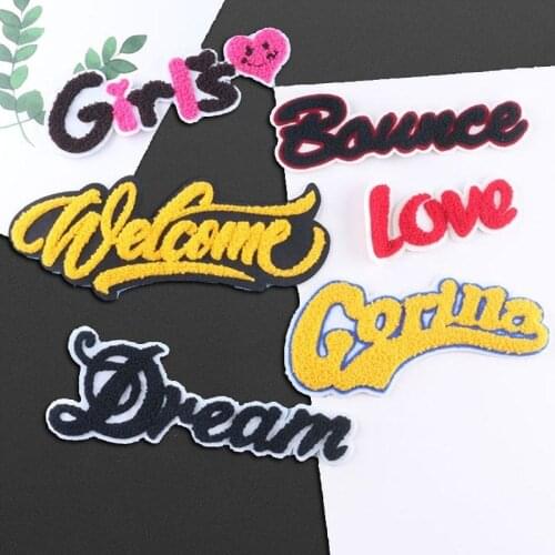 Fashion Towel embroidered letters Iron On Patches Embroidery Badge Ironing Clothing Sewing Decorative Badges Sew On Patch
