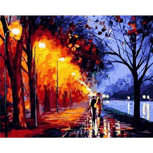 Walking In The Rain 40x50cm Diy Oil Painting By Numbers Animal Picture By Numbers On Canvas Flower Home Decor Unique Gift