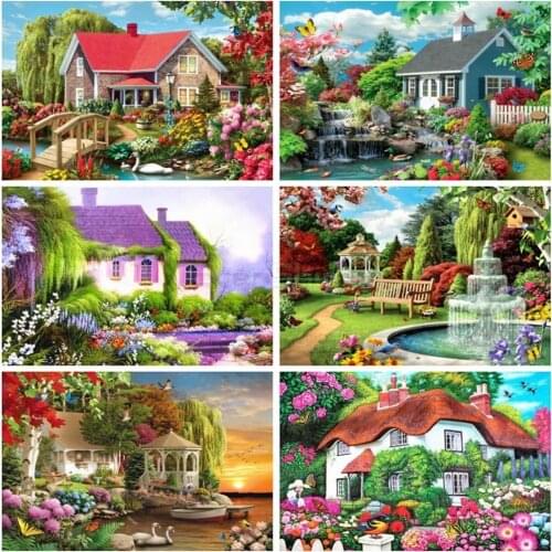 New 5D DIY Diamond Painting Garden House Embroidery Rhinestone Cross Stitch Gift Home Office Decor Kids Adult Factory Direct