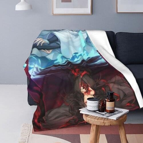 Mo Dao Zu Shi Blanket Fleece Print Weiying Portable Super Soft Throw Blankets for Bedding Bedroom Plush Thin Quilt
