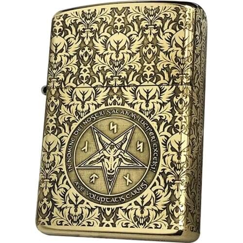 Original Zorro Kerosene Lighter Pure Copper Carving Classic Paean Pattern Business Gift Outside Ignition Tool