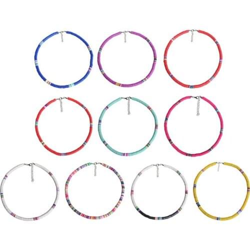 Necklace Bohemian Beach Colorful Clay Beaded Choker Boho Rainbow Polymer Clay Necklace