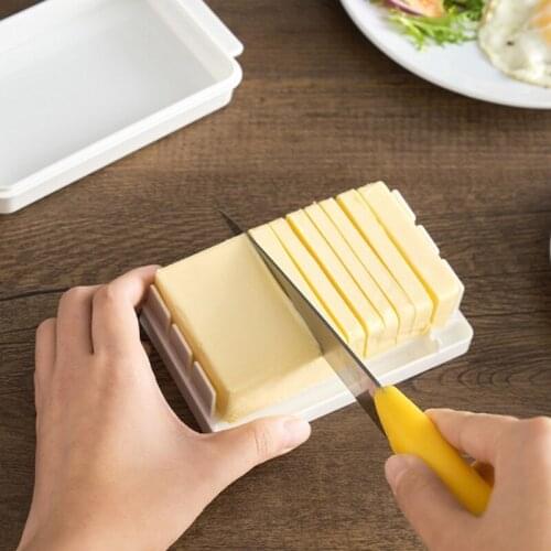 Plastic Butter Cutting Storage Box Transparent Cheese Cutter Slicer Keeper Tray Container with Lid Kitchen Food Cooking Tool