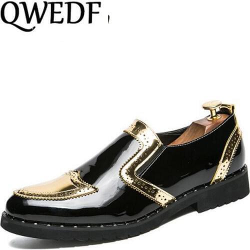 QWEDF 2018 new Comfortable Mixed Colors dress leather shoes patchwork fashion Wedding Shoes Business men Casual shoes CC-060