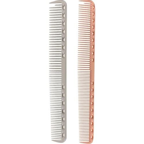 2pcs Professional Aluminum Hair Styling Hairdressing Cutting Combs for Salon Barber Gray and Rose Gold