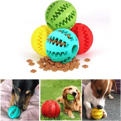 Pet Dog Training Rubber Ball Pet Puppy Teething Treat Clean Bite Toy Practical Durable Snack Ball Interactive Mascotas Toy