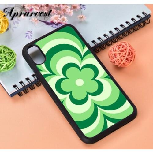 Aprarvest Silicone Rubber Phone Case Cover For iPhone 6 6S 7 8 PLUS X XS XR 11 12 MINI PRO MAX Green Flower Trance