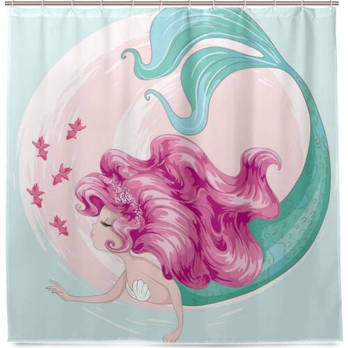 Beautiful Mermaid Girl Home Decorations Shower Curtain Waterproof Polyester for Bathroom