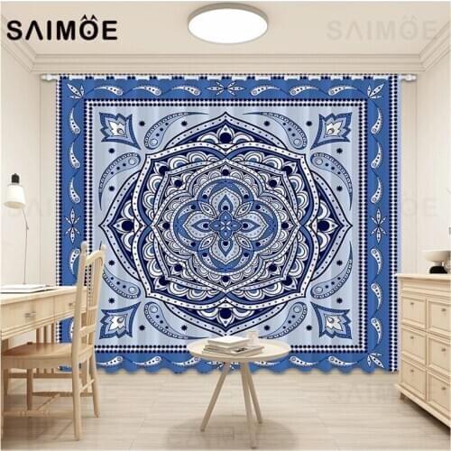 Mandala Flower Curtains Moroccan Living Room Curtain Geometric Bohemian Curtains For Bedroom Kitchen Decor Ultra Micro Shading