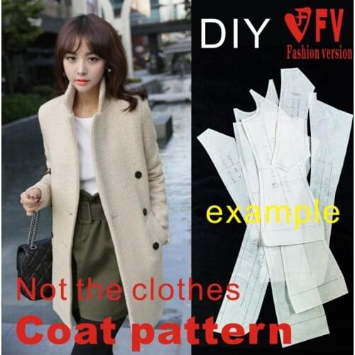 Korean womens fashion trend double-breasted woolen coat coat pattern garment sewing drawing BFY-81