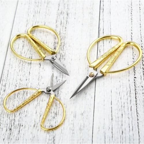 1pc Sewing Gold Scissors Short Cutter Durable Vintage Embroidery Tailor Scissors Fabric Cutter Craft Tool for Sewing