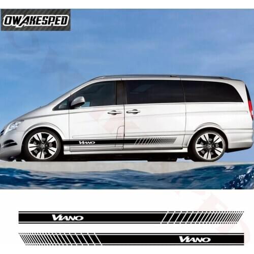 2pcs Car Side Stripes Vinyl Decal For-Mercedes Benz Viano Auto Body Door Decor Stickers Exterior Accessories