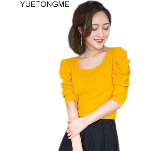 2021 half sleeve spring and autumn new fashion sexy neck loose top women Harajuku sweater women fall sweaters for women