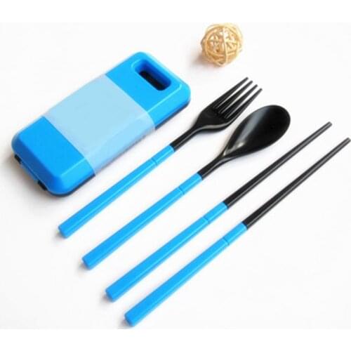 4 In 1 Outdoor Tableware Set Camping Cooking Supplies Stainless Steel Spoon Folding Pocket Kits Home Picnic Hiking Travel Tools