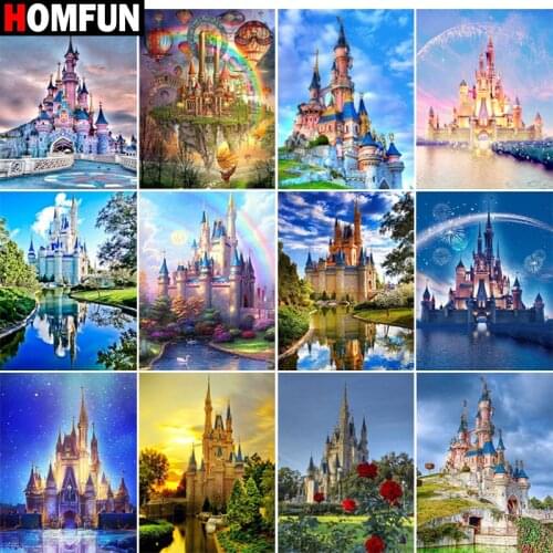 HOMFUN Full Square/Round Drill 5D DIY Diamond Painting "Castle landscape" Embroidery Cross Stitch 5D Home Decor Gift