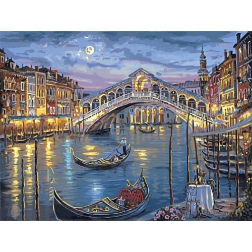 Frameless picture DIY new arrival diy digital oil painting abstract 40 50 painting by numbers kits Cityscape-1030F