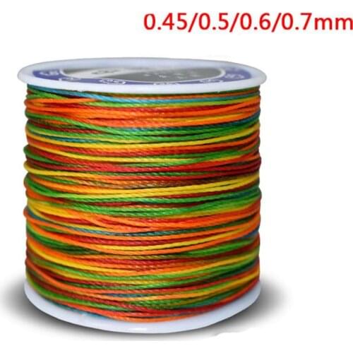 0.45 0.5 0.6mm Colorful Waxed Cord Thread Polyester String DIY Beading Bracelet Jewelry Making Leather Hand Stitching Shoes