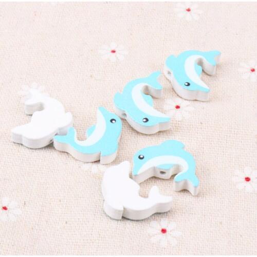 Mix Colors white Woodpecker Dolphin DuckPattern Shape Wooden Spacer Beads For Jewelry making DIY 20pcs 20mm