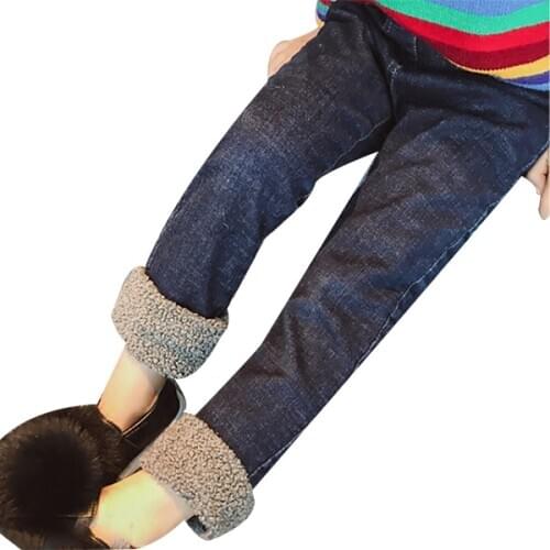2 3 4 5 6 Years Toddler Girls Jeans Fashion Korean Casual Thickening Trousers for Girls Casual Elastic Waist Autumn Winter Jeans