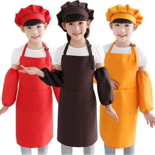 12Colors Children Kids Apron Pocket Kitchen Cooking Baking Painting Cooking Art Bib Children Plain Apron Kitchen SN2794