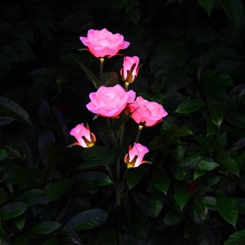 Pathway Lights Lawn Outdoor Light LED Solar Lawn Stake Simulation Rose Flower Light Home Garden Decoration Lamp