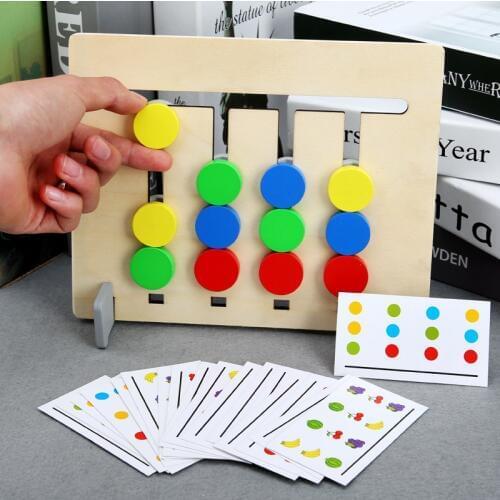 Four-color game wooden toy childrens logical thinking ability training stereo jigsaw matching kindergarten teaching aid
