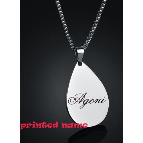 Personalised Gift 316L Stainless Steel Custom Personalized Name Photo 3 Color Water Drop Pendant Necklace Customized Necklace