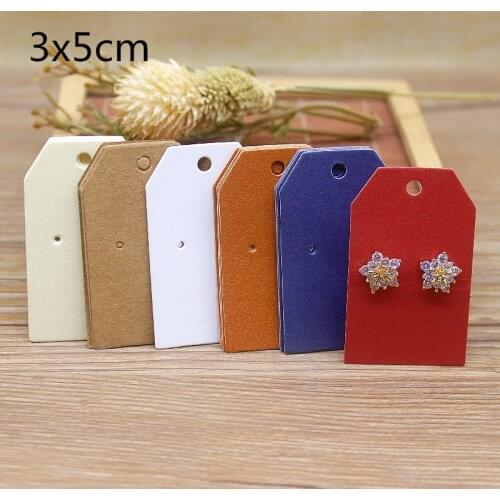 New arrival DIY earring card5x3cm 1Pair Earring Card 2021 solid color pink white paper jewelry package card tag 100pc /lot