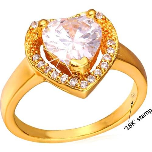 Collare Rings For Women Wedding Bridal Gold/Silver Color Cubic Zirconia Wholesale Crystal Heart Ring R120