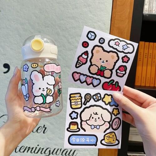 Korean cartoon cute sticker water cup thermos sticker PVC waterproof rabbit bear sticker hand account hand account sticker