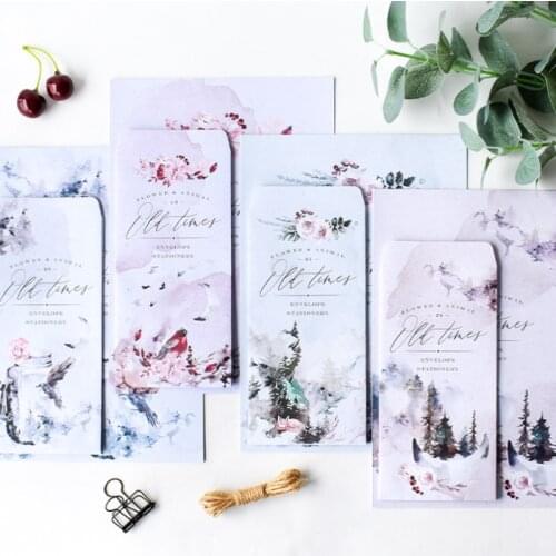 Forest Time Envelope Letter Paper Set 3 Envelope 6 Sheets Letter Wedding Invitation Office School Supplies Writing Stationery