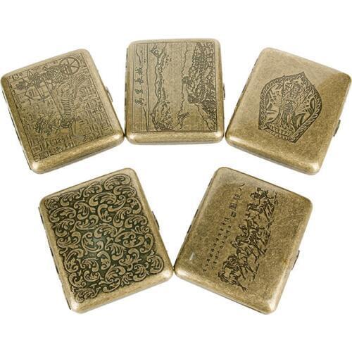 Hot Male men Pocket Cigarette Case with Gift Vintage Metal Cigarette Boxes Holders Smoking Boxes 20Pcs Cigarettes