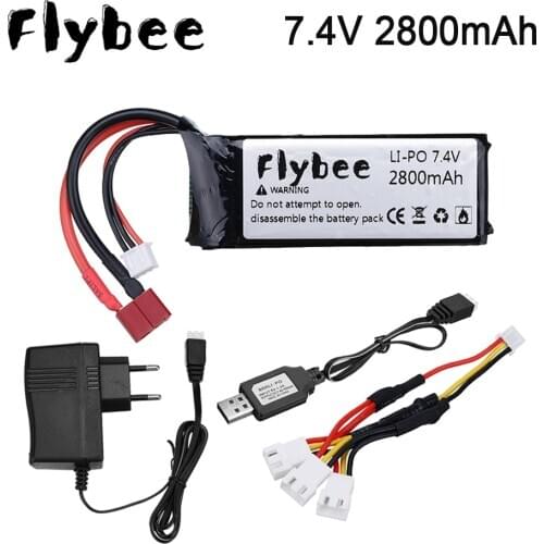 7.4V RC Car Lipo Battery Upgrade 2800mAh Max 60C For Wltoys 12428 12423 RC Car part 2s 7.4v Battery for feiyue 03 Q39 vs 2700mah