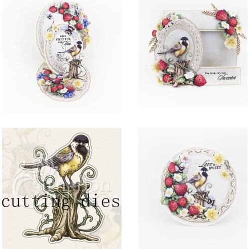 Bird and stump Craft Metal cutting dies cross stitch scrapbooking diesstencil Holiday card christmas new cutting dies for 2021