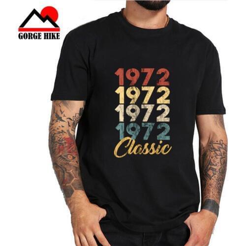 10th Birthday Celebration Gift Tshirt Men Classic Vintage 1972 Retro Men T Shirt Short Sleeve Black T-Shirt Short Sleeve Top Tee