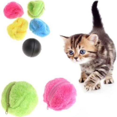 4 Color Set Pet Magic Roller Dog Ball Toys Automatic Roller Electric Plush Ball Magic Ball Dog Cat Pet Toy No Battery