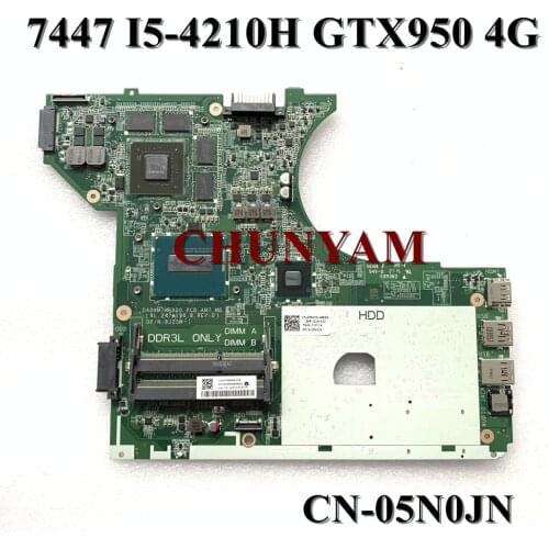 New I5-4210H GTX950 4GB For Dell inspiron 14 7447 laptop Motherboard 8J25M DA0AM7MB8D0 CN-05N0JN 5N0JN Mainboard 100% tested