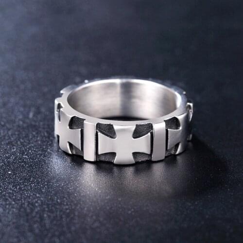 New Iron Cross Stainless Steel Mens Rings Vintage Simple German Military Ring Fashion Punk Hip Hop Biker Jewelry Wholesale